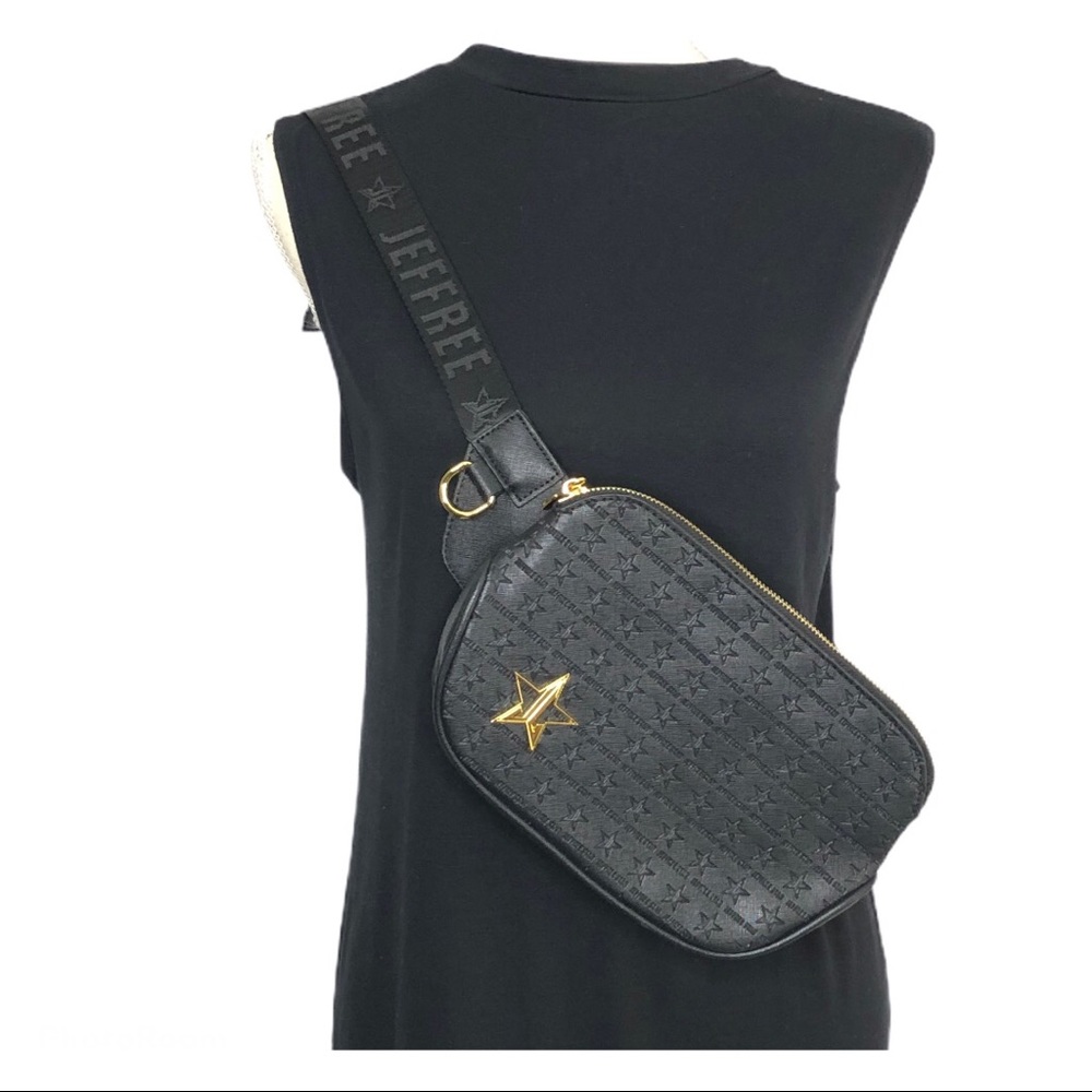 Jeffree Star Crossbody or Waist Black and Gold Bag - Picture 1 of 12